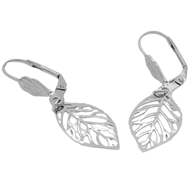 Visiace náušnice z chirurgickej ocele lístky ARTSTEEL TSU755