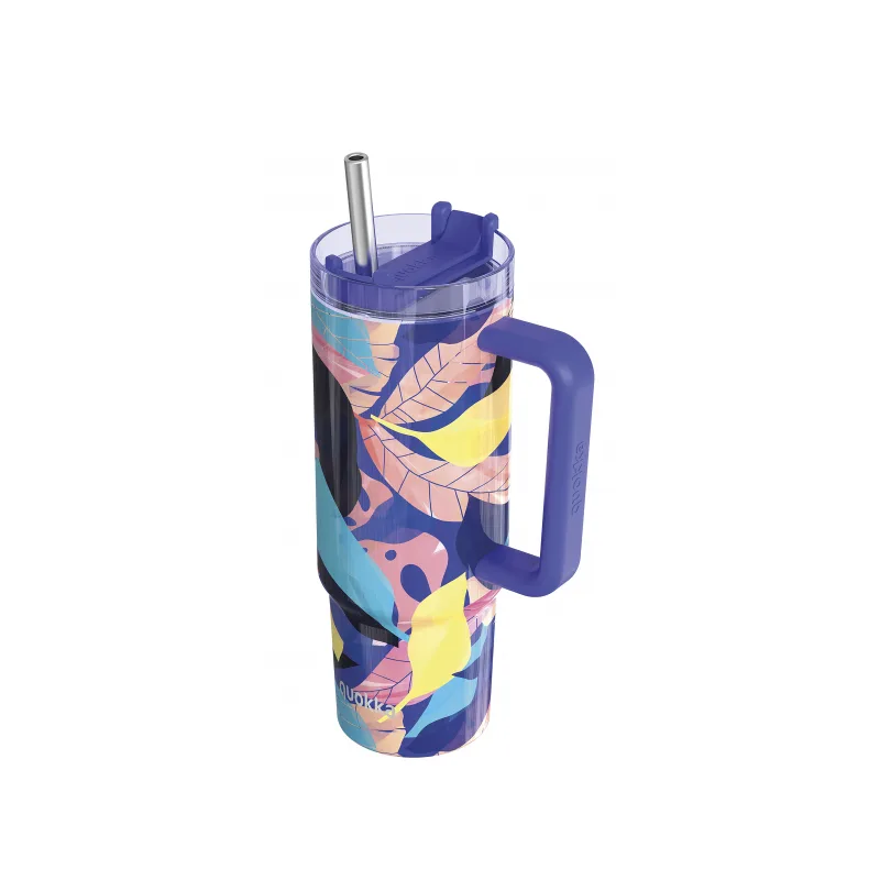 Quokka Nerezový termohrnček so slamkou Vibe Midnight Forest 880 ml