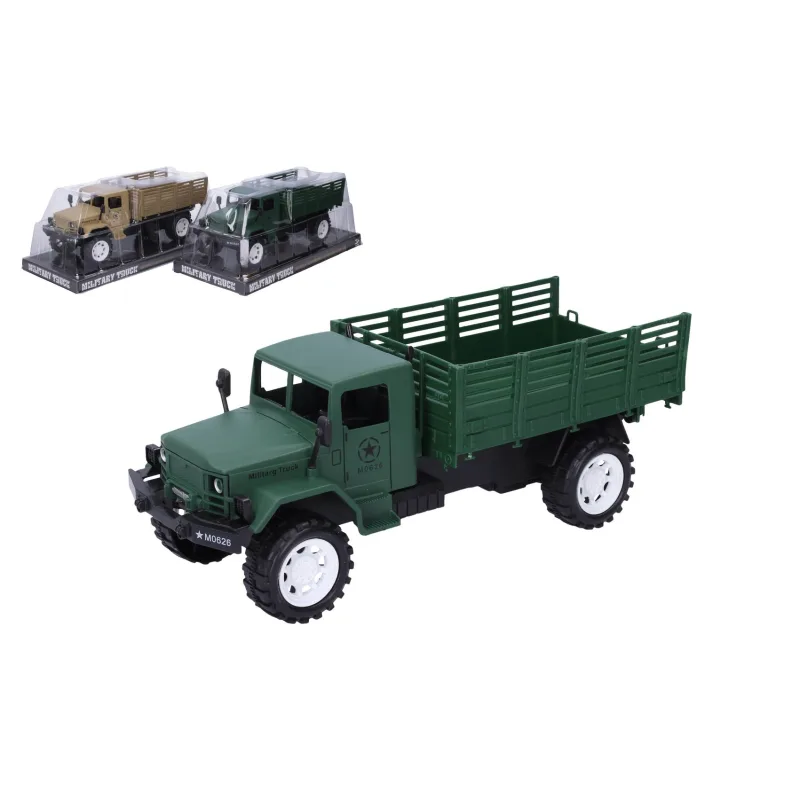 Wiky Auto vojenské nákladné plast 27cm na zotrvačník 2 farby v blistri 14x32x13cm