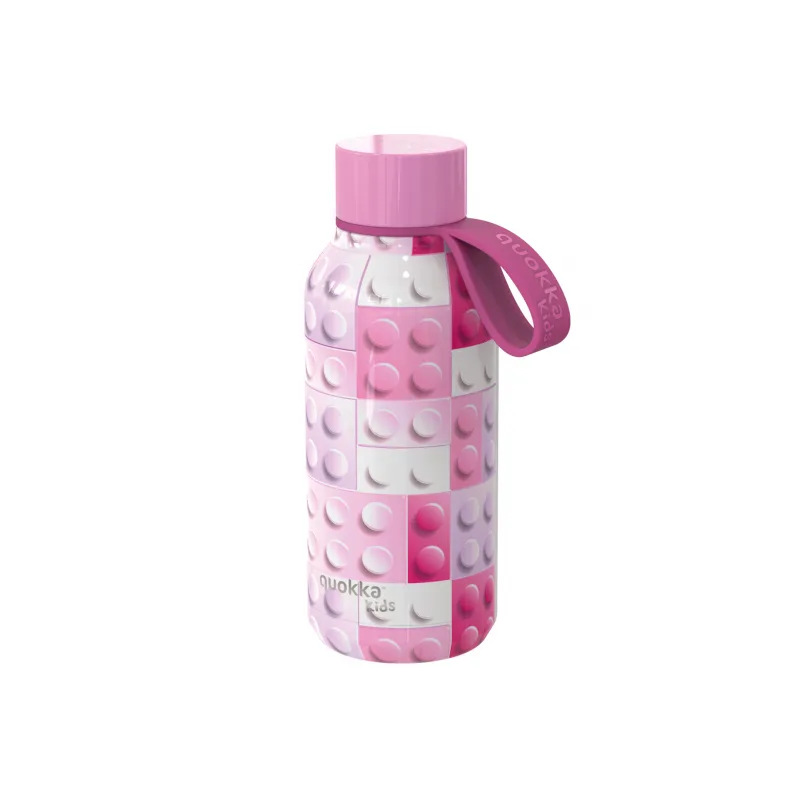 Quokka Nerezová termofľaša Solid Kids s pútkom Pink Bricks 330 ml