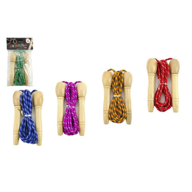 Teddies Švihadlo 2,7m s drevenou rukoväťou asst mix farieb, v sáčku CZ design