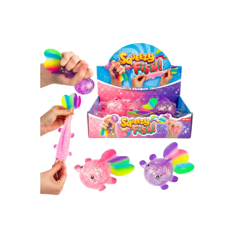 Teddies Ryba mačkacia antistresová silikón trblietavá 13cm 2 farby