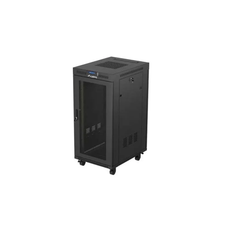 19" VOĽNE STOJÚCA RACKOVÁ SKRIŇA 24U 600X800 ČIERNA S PERFOROVANÝMI DVERAMI LANBERG (FLAT PACK) V2 (FF01-6824-23BL)