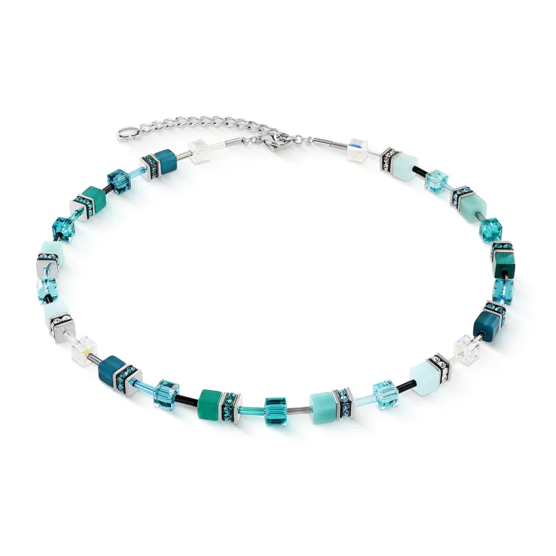 Dámsky náhrdelník Coeur de Lion GeoCUBE® Iconic Teal striebro 2838/10-0624
