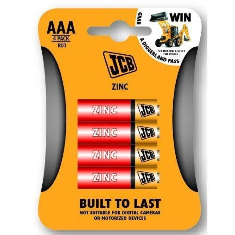 JCB zinko-chloridová baterie R03, blistr 4 ks JCB-R03-4B