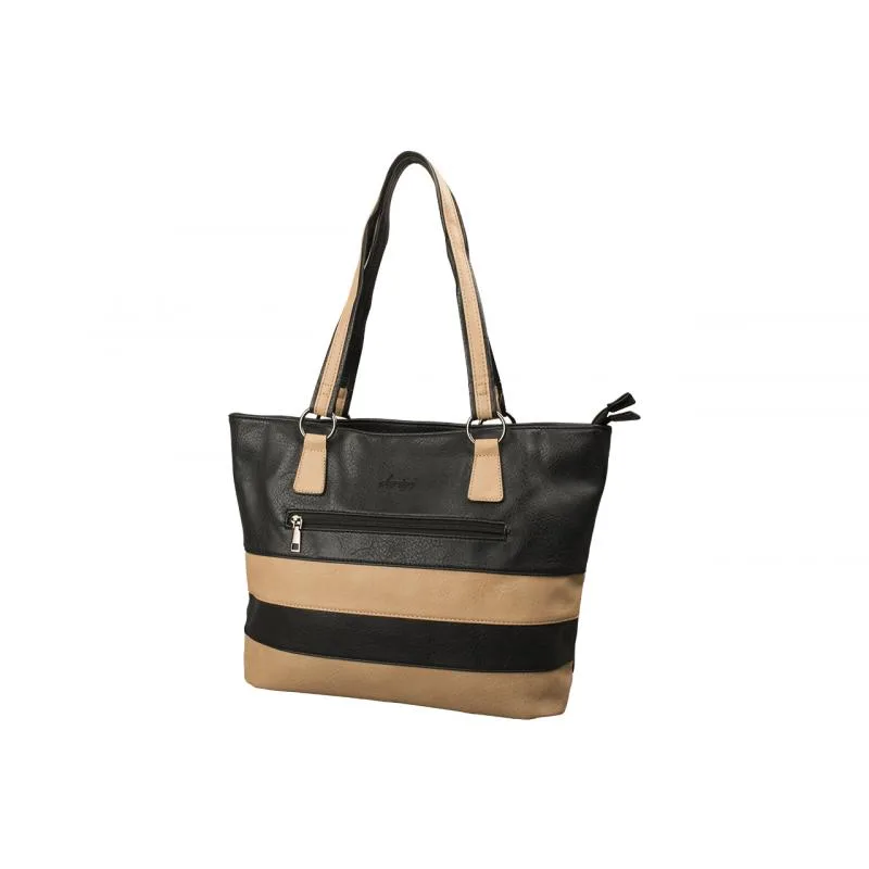 Impex dariya® Shopper/tote bag s pruhmi - čierna/prírodná - PU Veľkosť: UNI