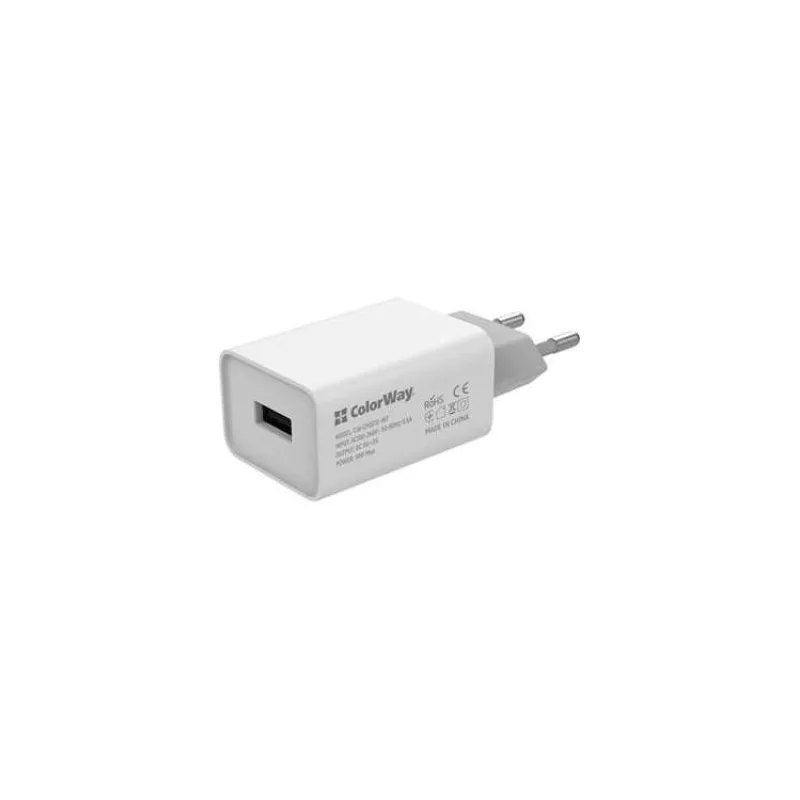 COLORWAY 1x USB/ síťová nabíječka/ 10W/ 100V-240V/ Bílá (CW-CHS012-WT)