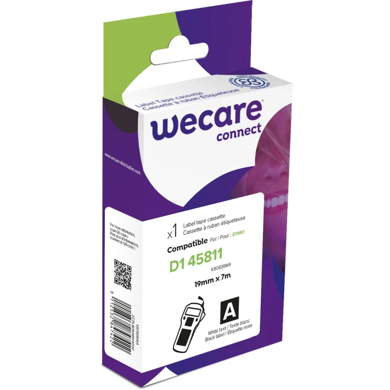 WECARE ARMOR páska kompatibilní s DYMO S0720910,White/Black,19MM*7M K80838W4