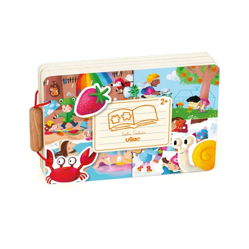 Vilac Vilac Drevená knižka s puzzle 4 ročné obdobia