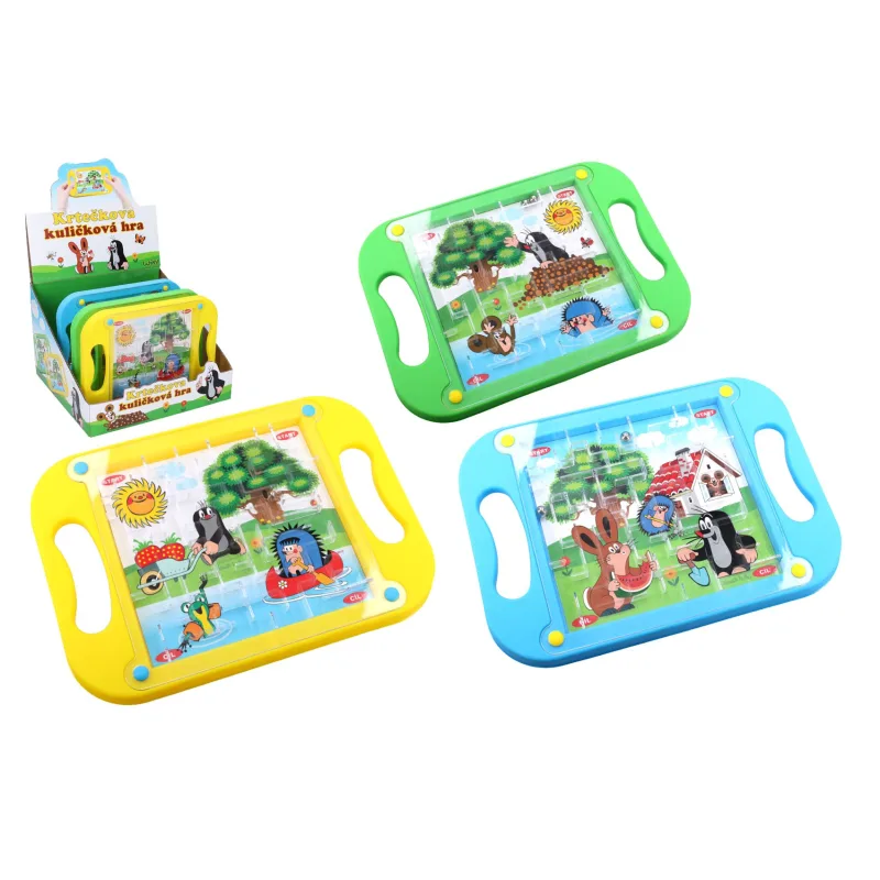 Wiky Guľôčková hra Krtko plast hlavolam 20x15cm 3 farby