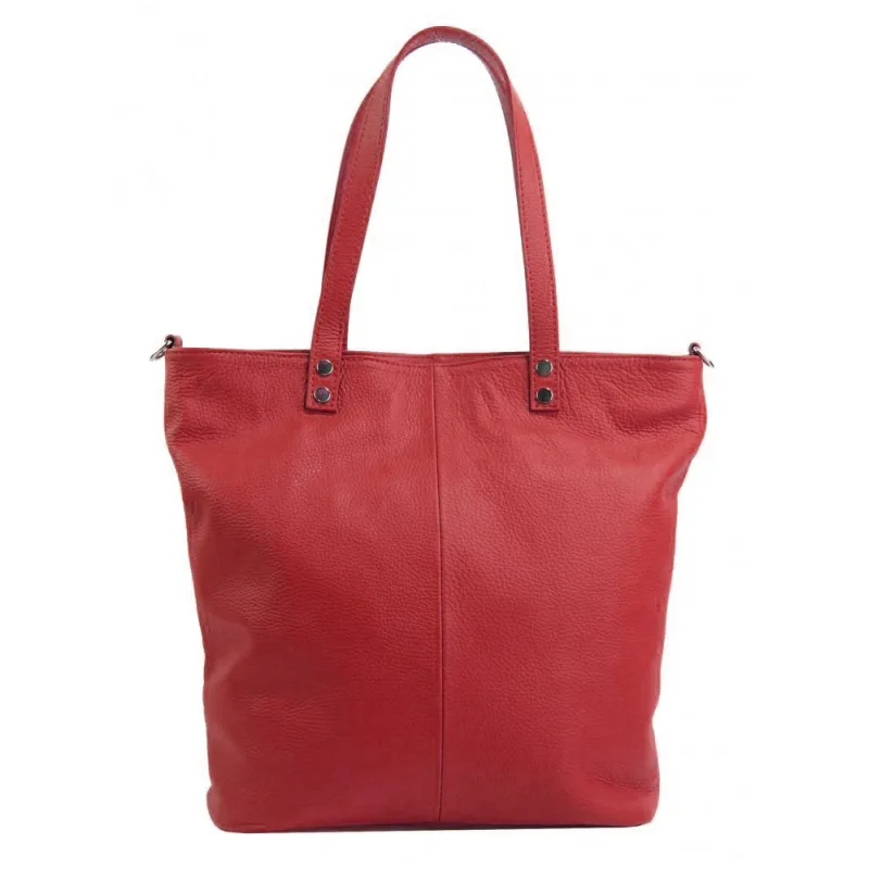 BORSE IN PELLE Kožená veľká dámska shopper kabelka Juliette červená