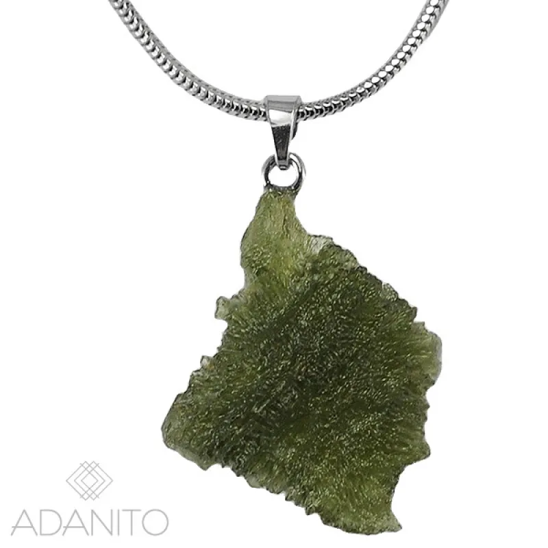 Strieborný náhrdelník s vltavínom ADANITO OJNH0003