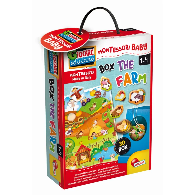 MONTESSORI BABY BOX THE FARM - Vkladačka farma