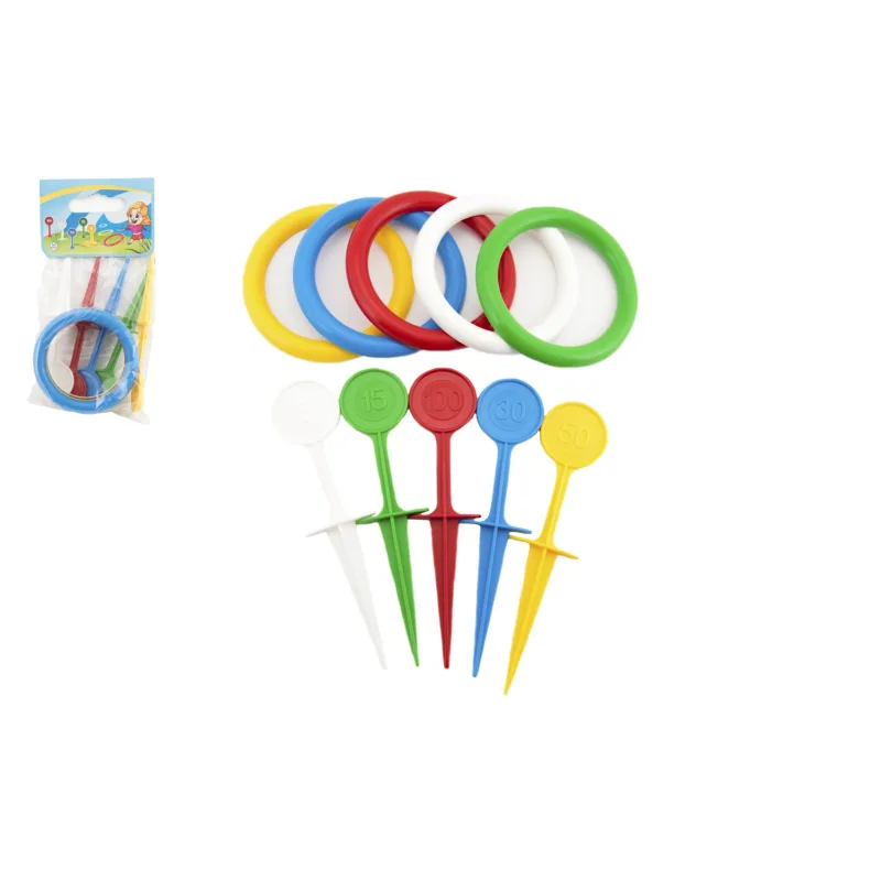 Teddies Hra hádzacie krúžky a kolíky plast 22cm v sáčku