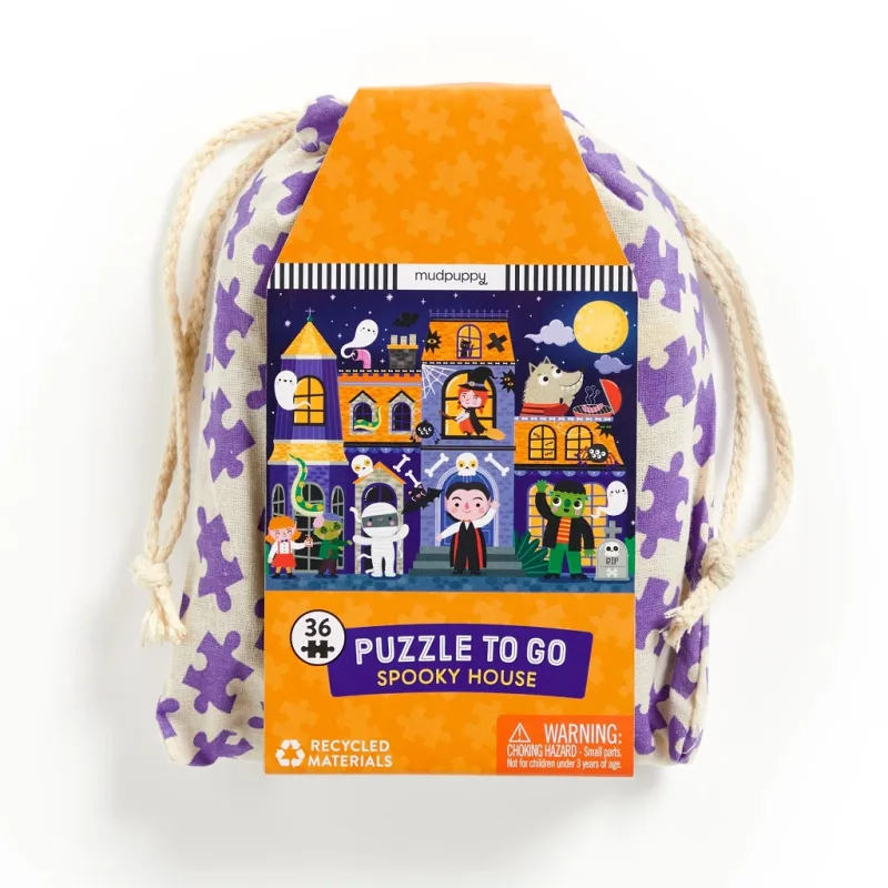 Mudpuppy Mudpuppy Puzzle Strašidelný dom v látkovom vrecku 36 dielikov