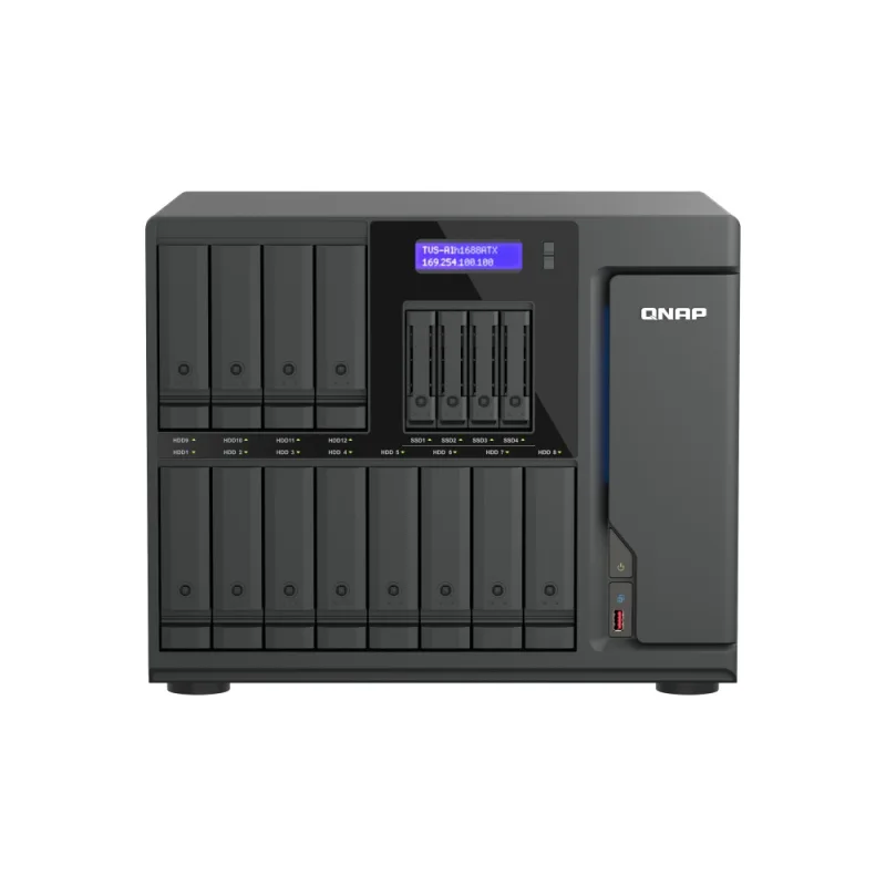 QNAP TVS-AIh1688ATX-U7-32G (Ultra 7, ZFS, 32GB DDR5 ECC RAM, 12x 3,5"+ 4x 2,5", 2x 2,5GbE, 2x 10GbE) TVS-AIh1688ATX-U7-32G