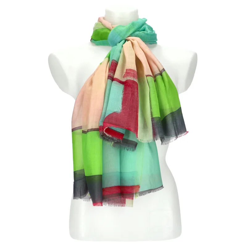 Cashmere Letná dámska farebná šatka 180x90 cm zelená