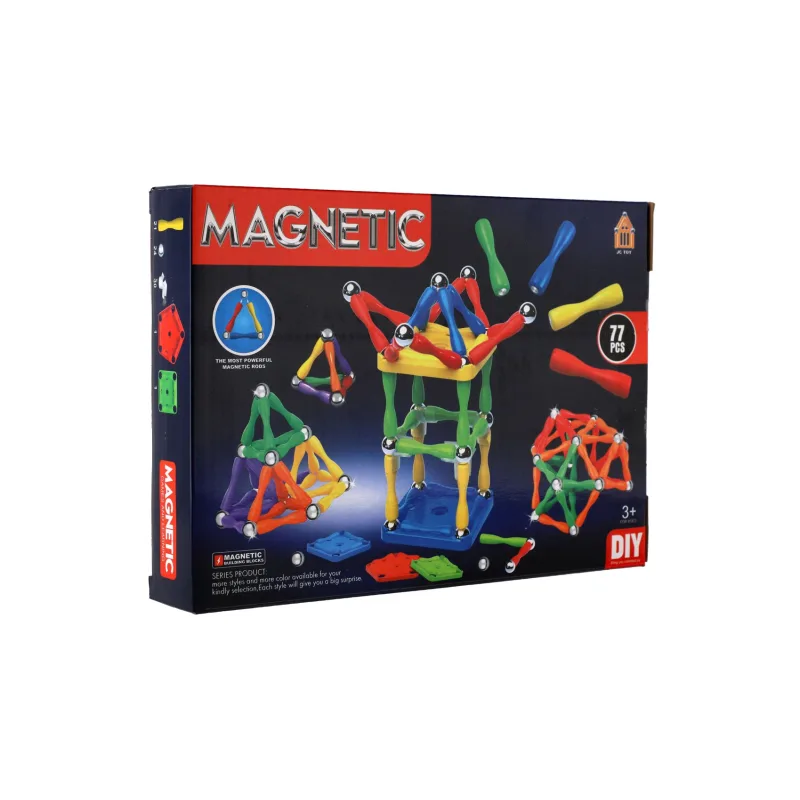 Teddies Magnetická stavebnica 77 ks plast/kov v krabici 24,5x18x4 cm