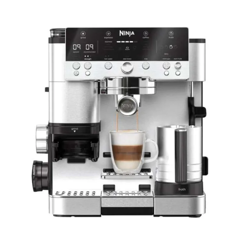 Ninja Luxe Café Premier ES601EU, 3v1 kávovar, stříbrný, mlýnek s váhou, technologie Barista Assist (ES601EU)