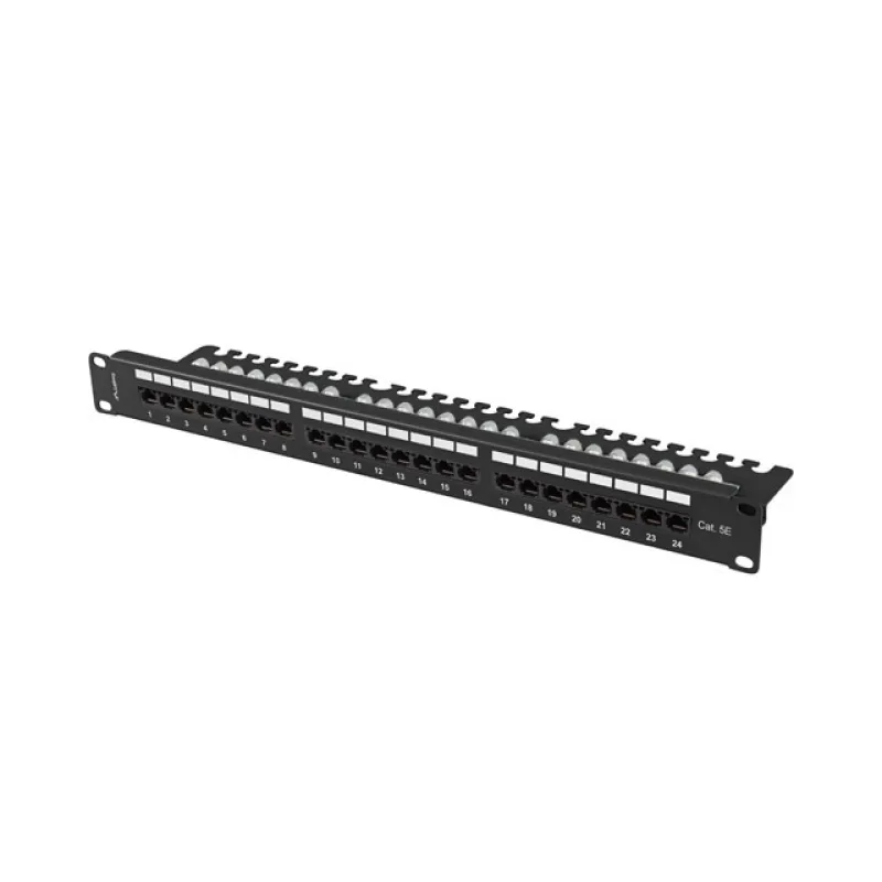 LANBERG PATCH PANEL 24 PORTŮ 1U 19" CAT.5E UTP S POLICÍ ČERNÝ PPU5-1124-B