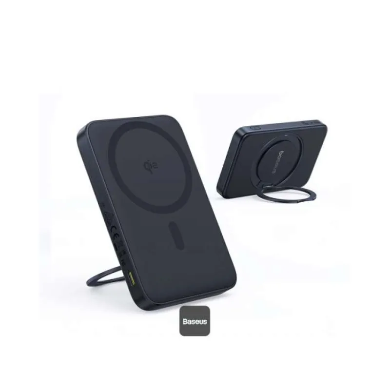Baseus Powerbanka PicoGo Qi2 s otočným stojanom a bezdrôtovým nabíjaním 5000mAh 20W USB-C čierna (6932172677619)