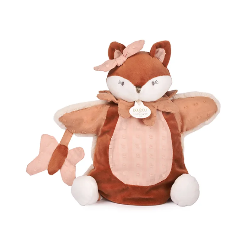 Doudou et Compagnie Paris Doudou Plyšový maňuška líška Mina ružová 25 cm