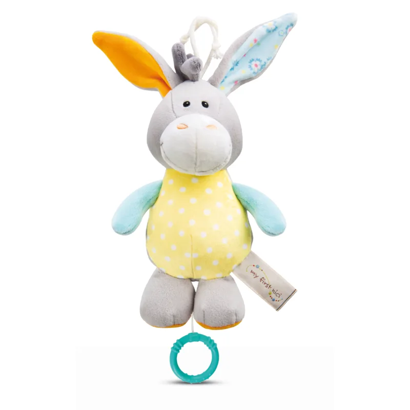NICI MFN plyš Oslík na zavesenie s hracím strojčekom, 18cm