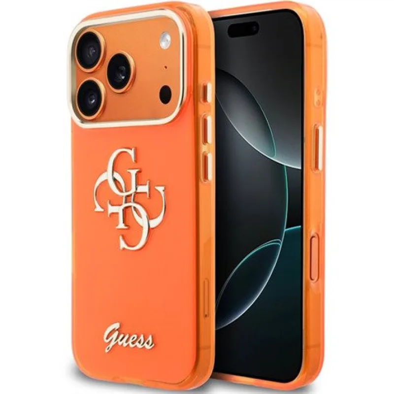 Guess IML 4G Script Metal Logo kryt iPhone 17 Pro oranžový 57983128938