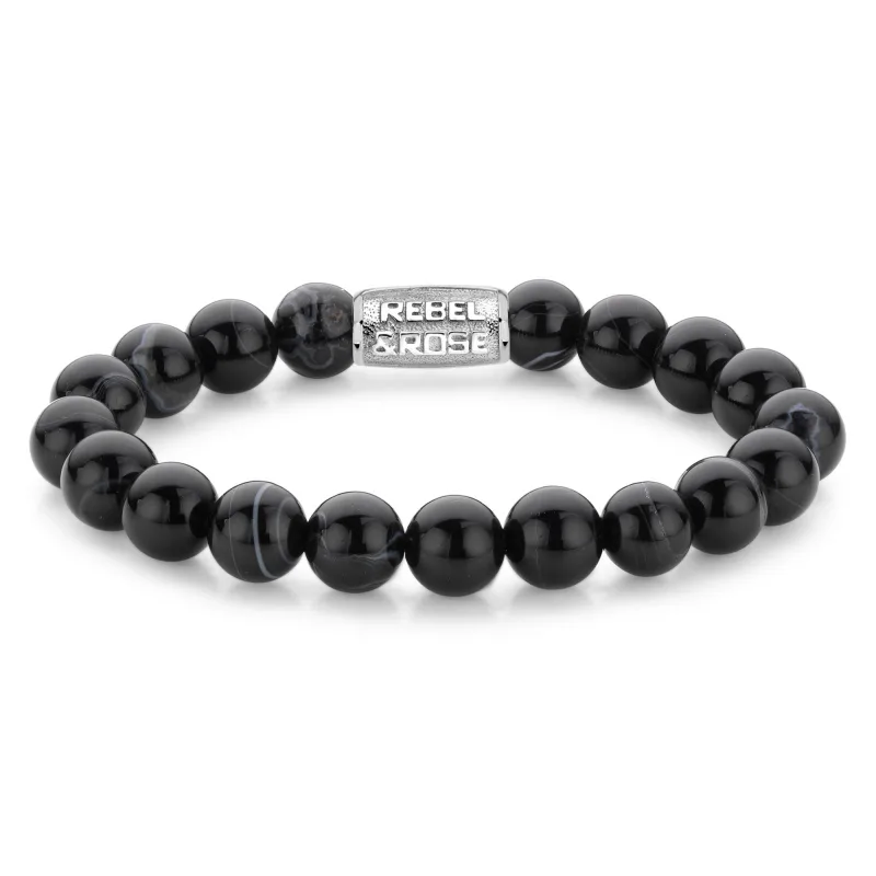 Rebel & Rose unisex náramok Black Velvet 10 mm RR-10001-S-M