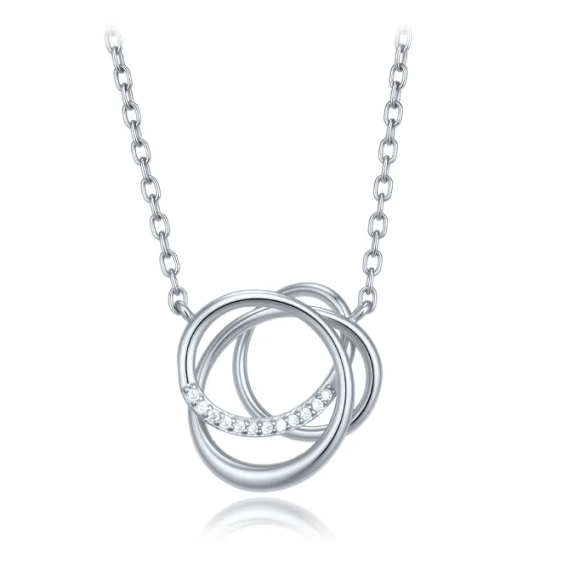 Elegantný strieborný náhrdelník s bielym zirkónom MINET JMAS0348SN50