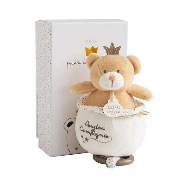 Doudou et Compagnie Paris Doudou Darčeková sada - Plyšový medvedík hrajúci melódiu 14 cm - poškodený obal