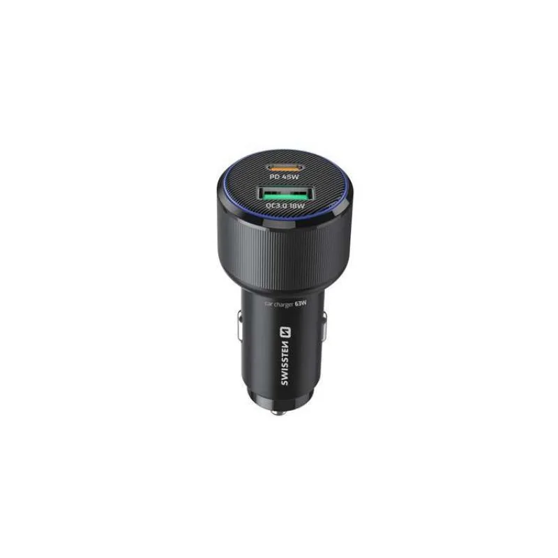 SWISSTEN CL ADAPTÉR USB-C PD + USB-A, 63W ČERNÝ (20111903)