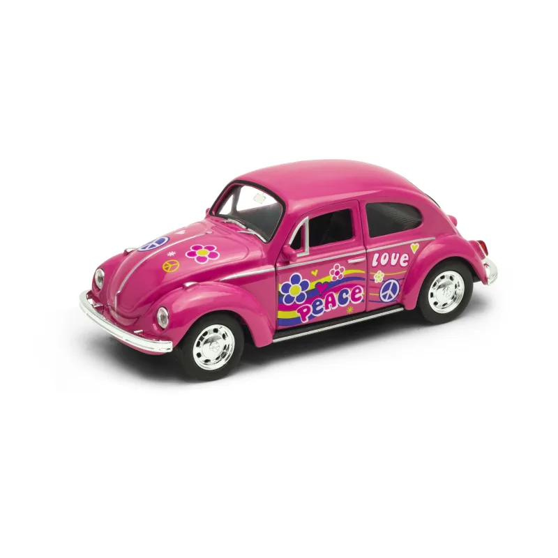 Welly Welly Volkswagen Beetle model 1:34 růžový duhový