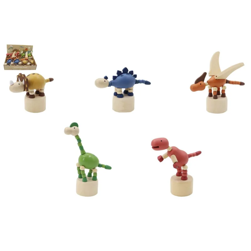 Dinosaurus drevený stláčací 5 druhov