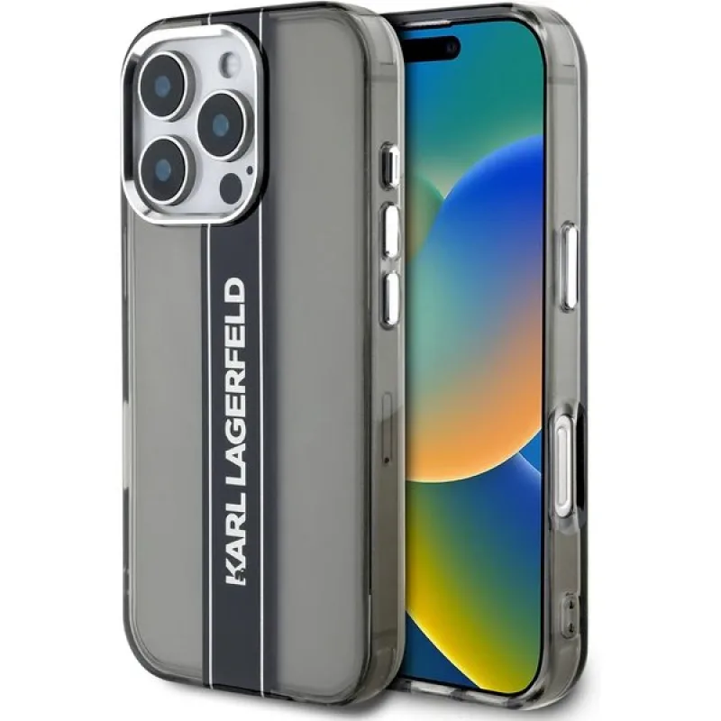 Karl Lagerfeld IML Stripe Logo kryt iPhone 16 Pro čierny 57983123917