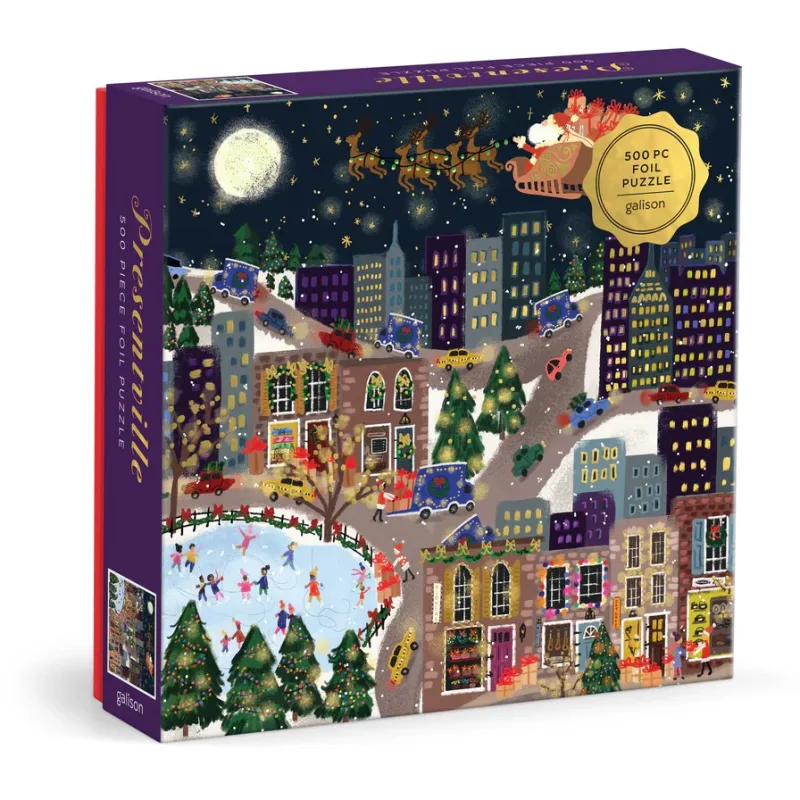 Galison Galison Fóliové puzzle Joy Laforme Vianočné mestečko Presentville 500 dielikov