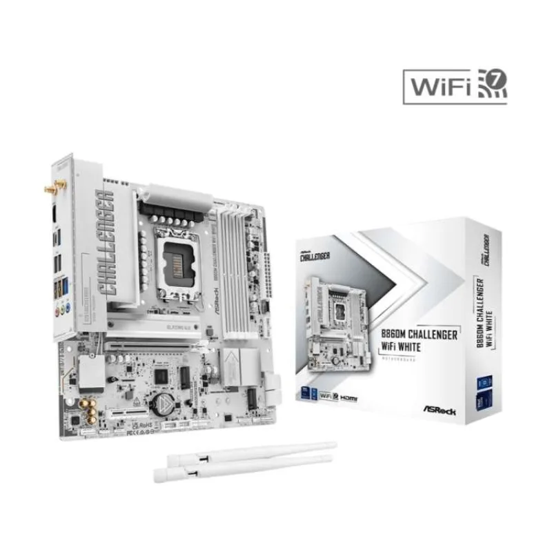 ASRock MB Sc LGA1851 B860M Challenger WiFi WHITE, Intel B860, 4xDDR5,1xHDMI, WiFi, mATX (B860M CHALLENGER WIFI WHITE)
