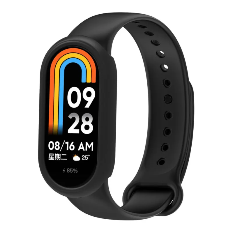 Silikonový řemínek a rámeček pro Xiaomi Smart Band 8 a 9 - Černý ESES 1530008050