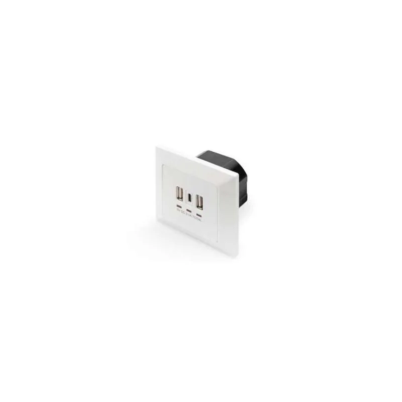 DIGITUS Nabíjecí zásuvka na zeď pro smartphony/tablety s 2 x USB A, 1 x USB Type-C ™, 3100 mA, UP (DA-70618)