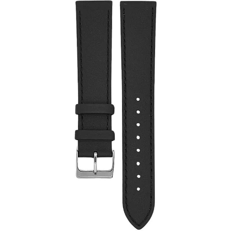 Predĺžený kožený remienok na hodinky 20 mm čierny 124L01W20