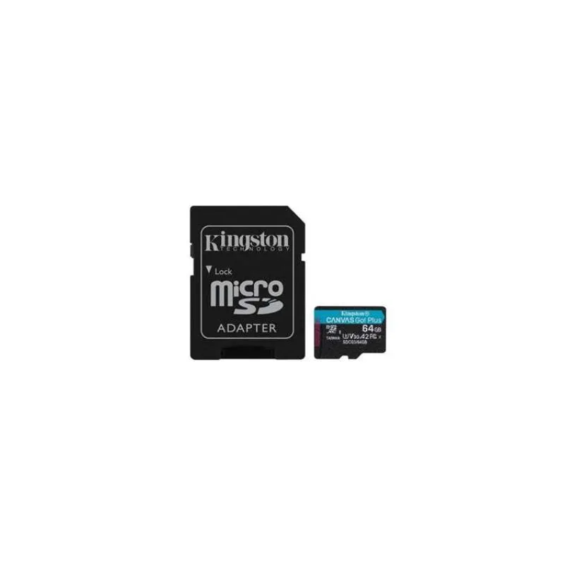 Pamäťová karta Kingston Canvas Go! Plus microSDXC 64GB Class 10, UHS-I, U3, V30, A2, 170/70MB/s (+ adaptér) (SDCG3/64GB)