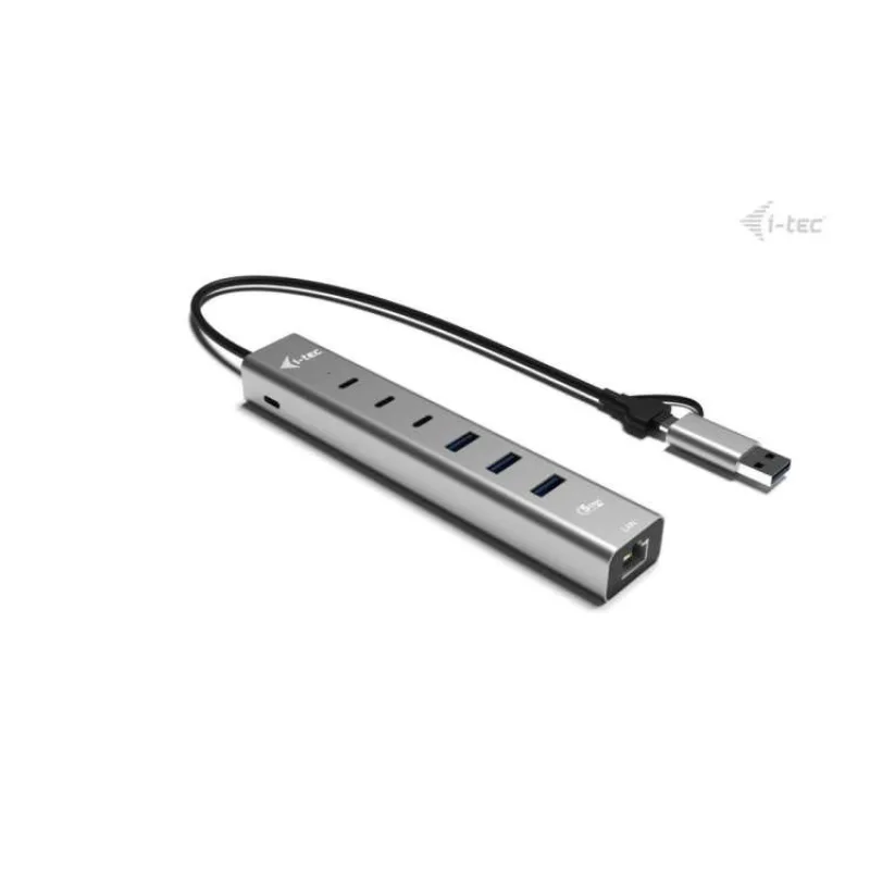 i-tec USB-C/USB-A Metal HUB 6 port (3x USB-C, 3x USB-A), LAN, Power Delivery 85W (CAHUBMETAL6LANPD)