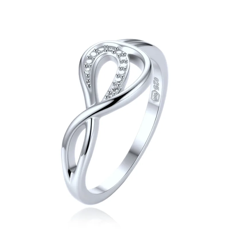 Elegantný strieborný prsteň s bielym zirkónom MINET JMAS0351SR, 54, 1.90 g