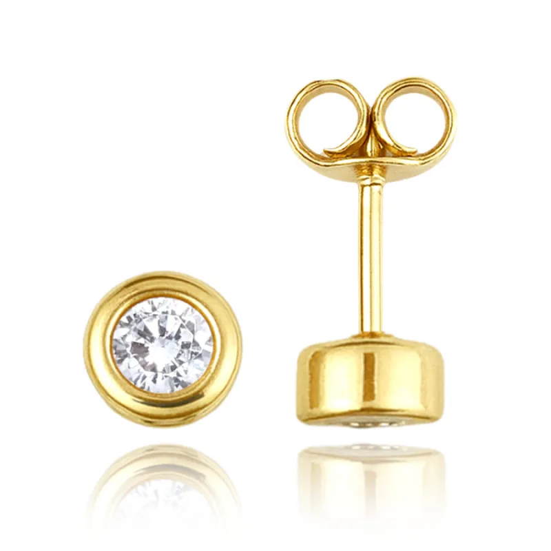 Elegantné zlaté náušnice s bielymi zirkónmi Au 585/1000 1,35g MINET JMG0273WGE01