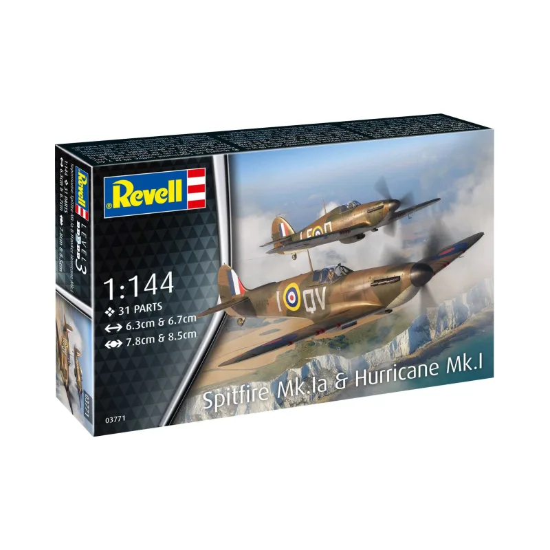 Revell Plastic ModelKit lietadlo 03771 - Supermarine Spitfire Mk.Ia & Hawker Hurricane Mk.I (1:144)