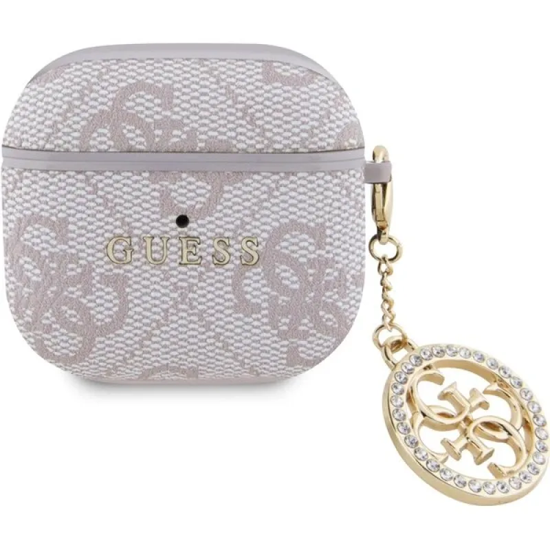 Guess 4G Script PC/PU Charm Púzdro pre AirPods 4 ružové 57983124130