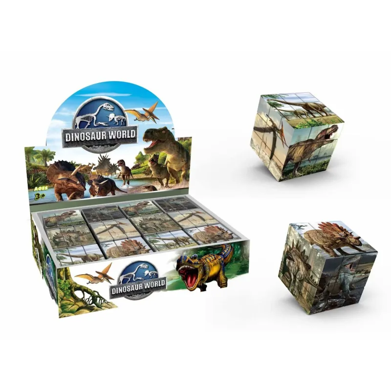 Teddies Kocka hlavolam dinosaurus 3x3x3 plast vo fólii 6x6x6cm