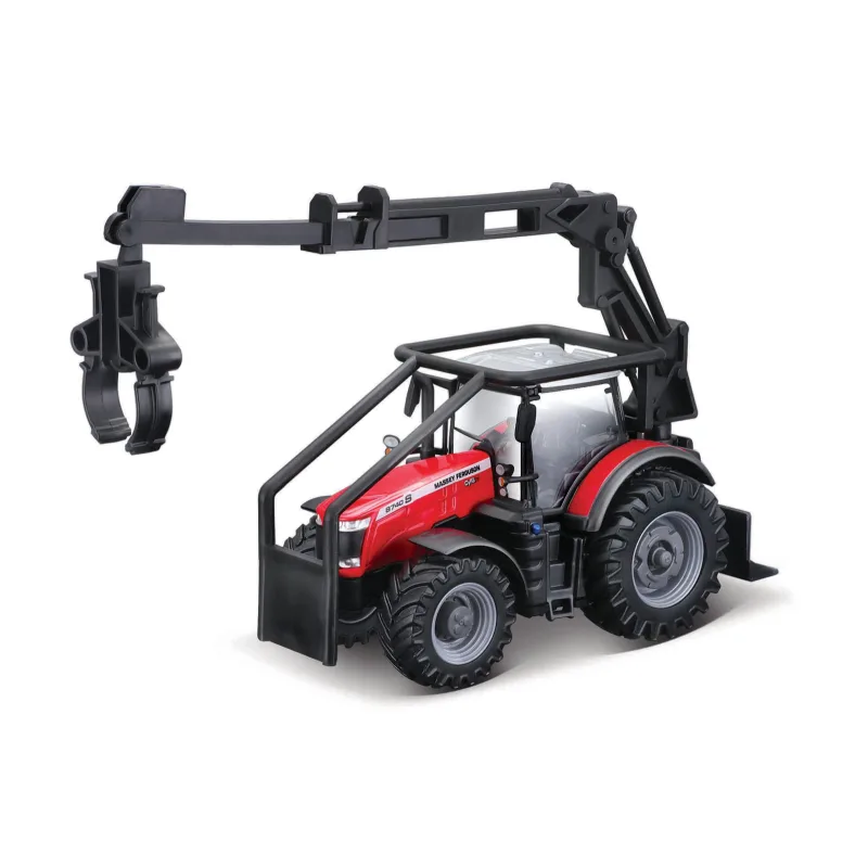 Bburago - FARMLAND, Lesný traktor s 3 kladami Traktor Massey Ferguson 8740S, 10 cm