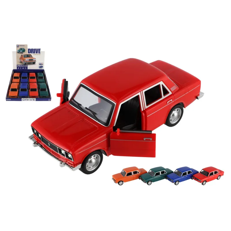 Teddies Auto retro plast 18cm na batérie so svetlom so zvukom na zotrvačník 4 farby
