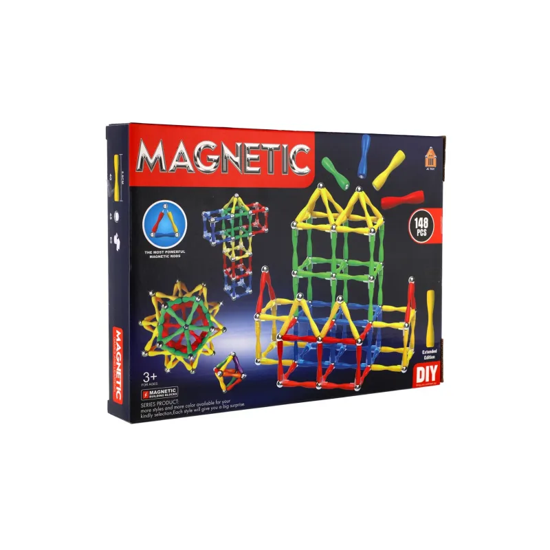 Teddies Magnetická stavebnica 148ks plast/kov v krabici 30x22x4cm
